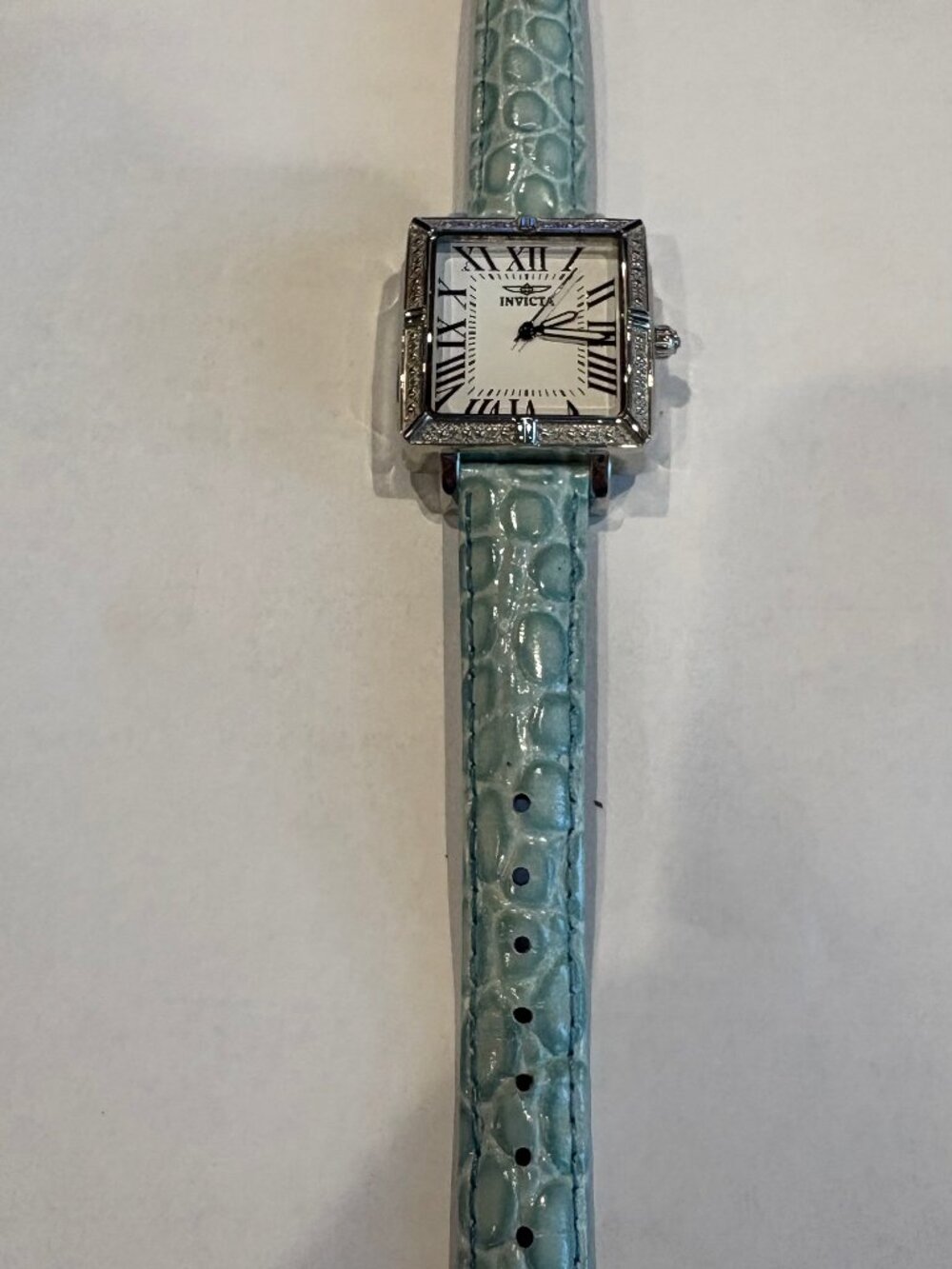 Invicta Angel Collection Women's Square Watch Aqua Blue Strap